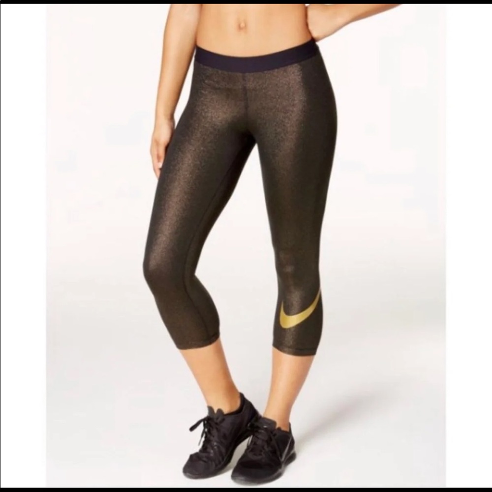 Nike gold cropped dry fit leggings